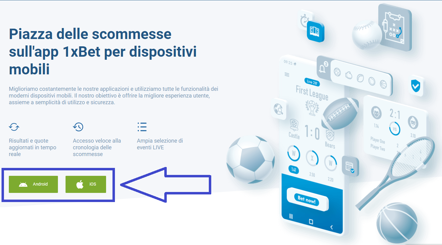 1xBet app Mobile per Android, iOS